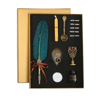 Vintage Federstift und Tinte Set Glitzernder Federkiel Füllfederhalter Kalligraphie Dip Pen Schreiben Unterschrift Stift mit Ersatzspitzen Stifthalter Luxus Geburtstagsgeschenk für Kinder Studentenfreunde