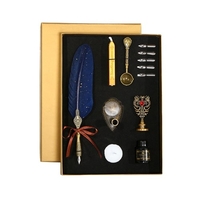 Vintage Federstift und Tinte Set Glitzernder Federkiel Füllfederhalter Kalligraphie Dip Pen Schreiben Unterschrift Stift mit Ersatzspitzen Stifthalter Luxus Geburtstagsgeschenk für Kinder Studentenfreunde