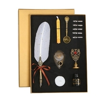 Vintage Federstift und Tinte Set Glitzernder Federkiel Füllfederhalter Kalligraphie Dip Pen Schreiben Unterschrift Stift mit Ersatzspitzen Stifthalter Luxus Geburtstagsgeschenk für Kinder Studentenfreunde