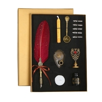 Vintage Federstift und Tinte Set Glitzernder Federkiel Füllfederhalter Kalligraphie Dip Pen Schreiben Unterschrift Stift mit Ersatzspitzen Stifthalter Luxus Geburtstagsgeschenk für Kinder Studentenfreunde