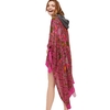 Vintage Frauen Chiffon Kimono Cardigan Ethnische Boho Print Lose lange Oberbekleidung Beachwear Bikini Cover Up Rose / Blau / Kaffee