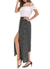 Vintage Frauen hohe Taille Polka Dot Maxi Kleid Seitenschlitz asymmetrischen Hem Sommer Retro langen Rock
