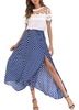 Vintage Frauen hohe Taille Polka Dot Maxi Kleid Seitenschlitz asymmetrischen Hem Sommer Retro langen Rock