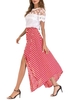 Vintage Frauen hohe Taille Polka Dot Maxi Kleid Seitenschlitz asymmetrischen Hem Sommer Retro langen Rock