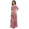 Vintage Frauen Plus Size Maxikleid Geometrische Print Plunge V-Ausschnitt mit kurzen Ärmeln Bohemian lange Kleider