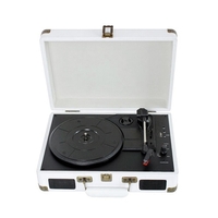 Vintage Phonograph Tragbarer Koffer Plattenspieler Plattenspieler mit Riemenantrieb und 3-Gang-Aux-Eingang Cinch-Ausgang Kopfhörerbuchse