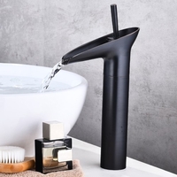 Vintage-Stil Wasserfall Wasserhahn Waschbecken Wasserhahn Messing Becken Wasserhahn Hohe Einhebelmischbatterie Warm- und Kaltwassermischer Waschtischarmatur mit 2 Schläuchen