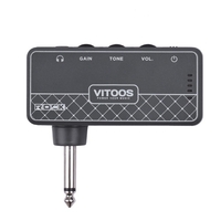 VITOOS METAL Gitarrenkopfhörerverstärker Amp 1/4 Zoll Stecker 3, 5 mm Kopfhöreranschluss & Aux In mit Gain Tone Volume Contorls Eingebauter Akku