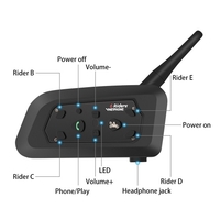 VNETPHONE V6-1200 Motorradhelm BT Intercom Kopfhörer Echtzeit BT Intercom CSR Chip IP65 Wasserdicht Level Schwarz