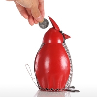 Vogel-Geld-Bank mit roten Kleidern Eisen-handgemachte Vogel-Form-Münzen-Bank-praktisches Fertigkeit-Ausgangsdekoration-Geschenk