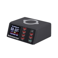X9 8 Port Wireless USB Ladegerät Schnellladung PD + QC3.0 + USB Port Ladestation mit LED-Anzeige für Telefon / Laptop / Tablet