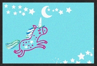 Fußmatte Unicorn Sterne Mond hellblau