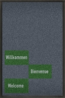 Graue Fußmatte mit Muster und individuellem Text