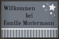 Personalisierbare graue Fußmatte mit Sternchen