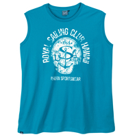 Ahorn Übergrößen Muskelshirt aquablau maritimer Print