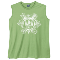 Ahorn Übergrößen Muskelshirt hellgrün Aloha Print