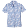 Brax Stretch Kurzarmhemd bleu gestreift Blüten XXL