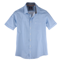 Casa Moda Kurzarmhemd Allover-Druck blau-weiß XXL