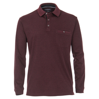 CasaModa Langarm-Poloshirt Übergröße bordeaux melange