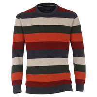 CasaModa Pullover Übergröße orange-grün-rot gestreift