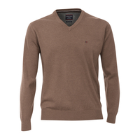 CasaModa Strickpullover V-Neck hellbraun melange XXL