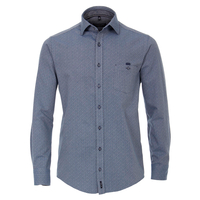 CasaModa Twill-Langarmhemd Alloverdruck denimblau XXL