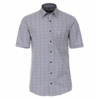 CasaModa XXL Kurzarmhemd modischer Print blau-weiß