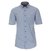 CasaModa XXL Kurzarmhemd Struktur-Karo navy-blau-weiß