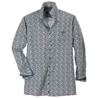 CasaModa XXL Langarmhemd Retroprint türkis-orange-navy