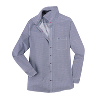 CasaModa XXL Langarmhemd weiß-blau-rot Retro-Druck