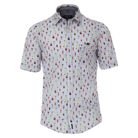CasaModa XXL Streifenhemd Kurzform weiß Cocktailprint