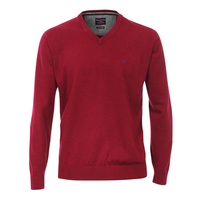 CasaModa XXL Strickpullover V-Neck beerenrot melange