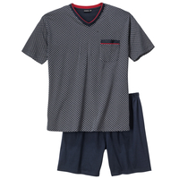 Götzburg Pyjama Shorty dunkelblau gemustert Übergröße