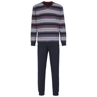 Götzburg Pyjama XXL navy-grau-weiß quergestreift
