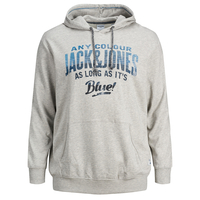 Jack & Jones Übergrößen Hoodie hellgrau melange Logo