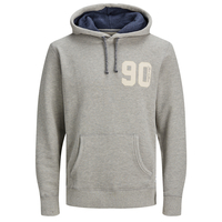 Jack & Jones Struktur XXL Hoodie Applikation hellgrau