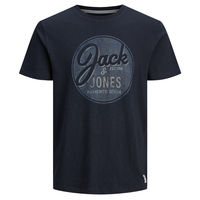 Jack & Jones T-Shirt Übergröße navy Print Denim-Optik