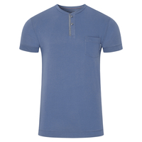 Jockey Übergrößen T-Shirt rauchblau Knopfleiste