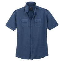 JTA by J.T.Ascott Vintage XXL Kurzarmhemd blau Leinen