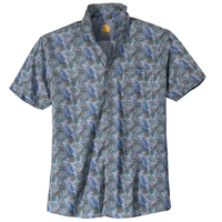 Jupiter Übergrößen Kurzarmhemd denimblau-oliv floral
