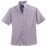 Jupiter XXL Kurzarmhemd Karo rot-navy-blau melange