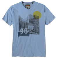 Kitaro Übergrößen T-Shirt hellblau Alpen-Fotoprint