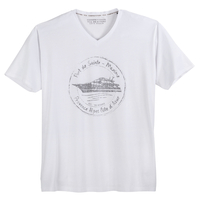 Kitaro V-Neck Übegrößen T-Shirt weiß maritimer Print