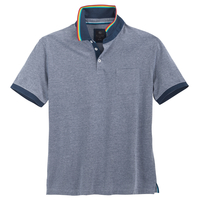 Kitaro XXL Poloshirt blau melange Regenbogenkragen