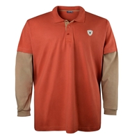 Lucky Star double-layer Langarm Poloshirt orange-beige Übergröße