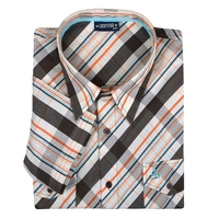Lucky Star XXL Kurzarmhemd braun-orange kariert