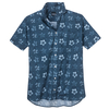 North 56°4 XXL Stretch-Kurzarmhemd blau Blumendruck
