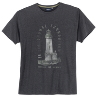 North 56°4 XXL T-Shirt dunkelgrau Leuchtturm Print