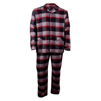 Pyjama lang schwarz-rot kariert Übergröße Jockey