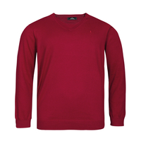 Ragman XXL V-Ausschnitt Pullover karminrot melange